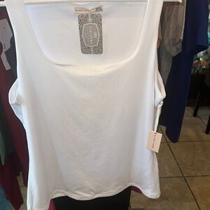 Black Tape_ White Sleeveless Tank Top